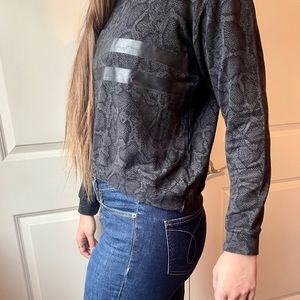 Sundry Snake Print Sweater with Stripe Detail